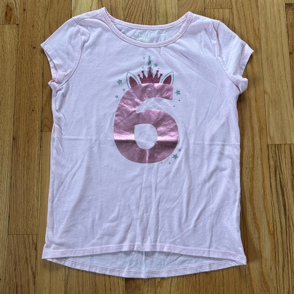 The Children’s Place Birthday Shirt “6” Sz L 10/12